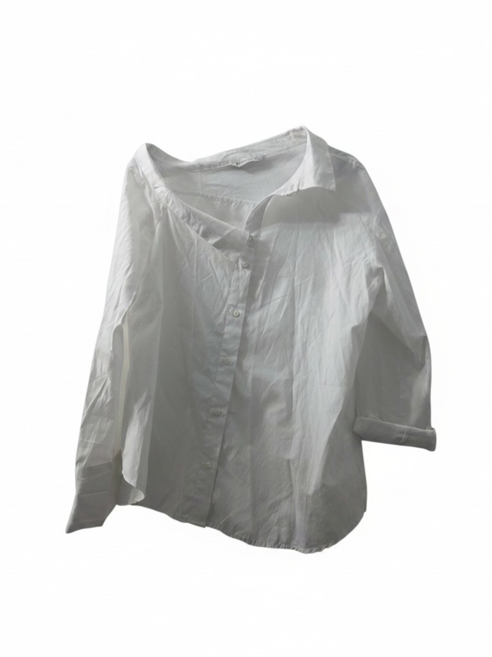 Stradivarius Asymetric White Button-Front Top